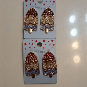Gold and Blue Popsicle Earrings
